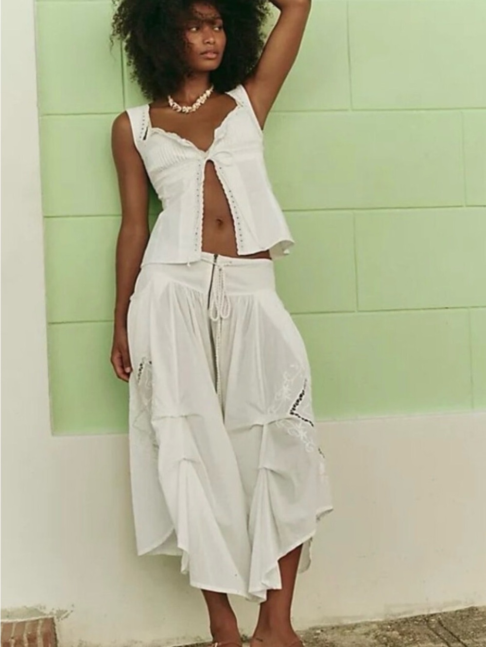 Free People Del Mar white billowy pant.
